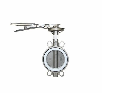 Βιομηχανική δομή διαφράγματος EPDM PTFE Wafer Butterfly Valve με ευέλικτο σιδηροειδές μοχλό