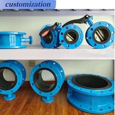 800mm Stock Gummed Double Flanges Butterfly Valve Μεγάλο μέγεθος PN16 DN1000 Κατάλληλο