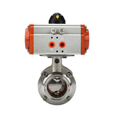 Υλικό σφραγίδας EPDM PTFE 2 ιντσών Tri Clamp Υγιεινή βαλβίδα πεταλούδας με πνευματικό ενεργοποιητή